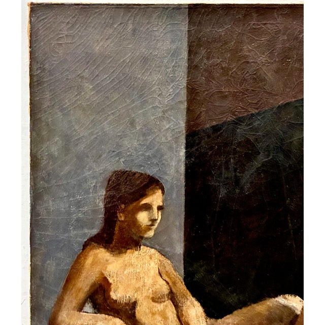 This painting, identified verso as “Composition #11,” exemplifies David Ladin’s mid-century figural style, an exploration...