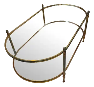 French Brass and Glass Coffee Table with Pipe Decoration, 1970s