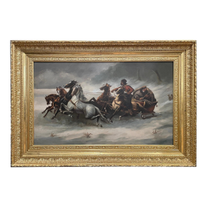Late 19th Century 19th Century Russian Oil on Canvas Hunt Scene