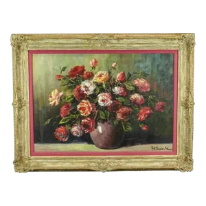 Oil Painting Still Life of Roses 19th Century