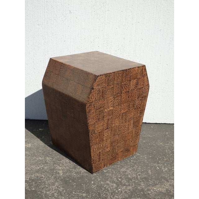 1990s Pair of Modern End Tables W Faux Braided Pattern Laminate For Sale - Image 5 of 12