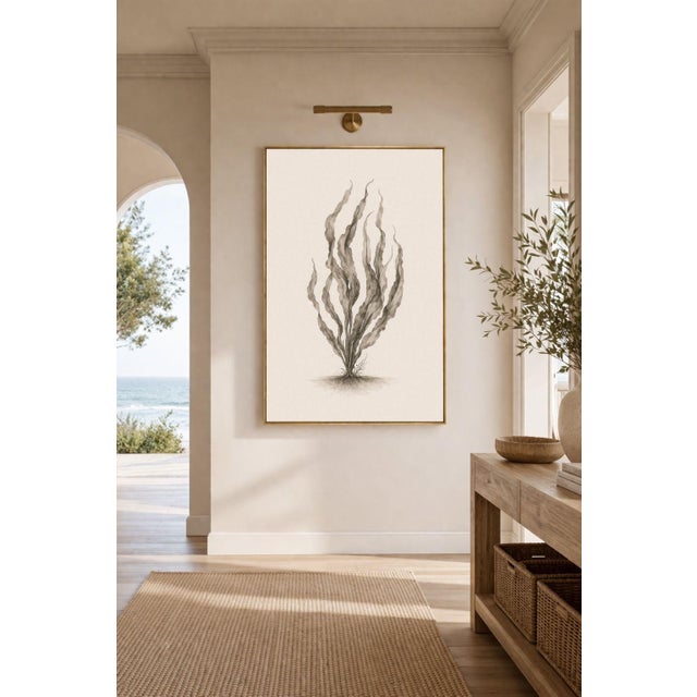Contemporary Coastal Seaweed Study Vi, Minimalist Botanical Art Print, 24" × 36" Reproduction For Sale - Image 3 of 10