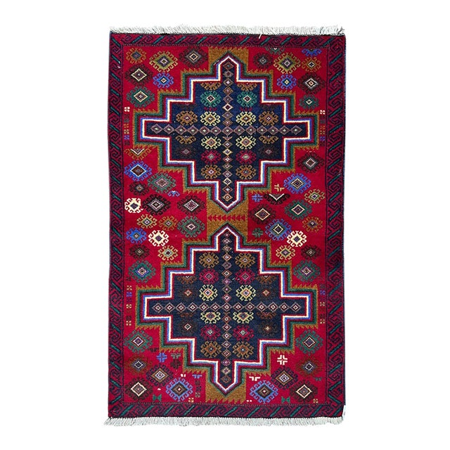 Afghan Balouch Wool Rug 2’8” X 4’4” For Sale