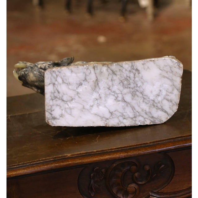 19th Century French Carved Variegated Marble Elephant With Raised Trunk For Sale - Image 10 of 10