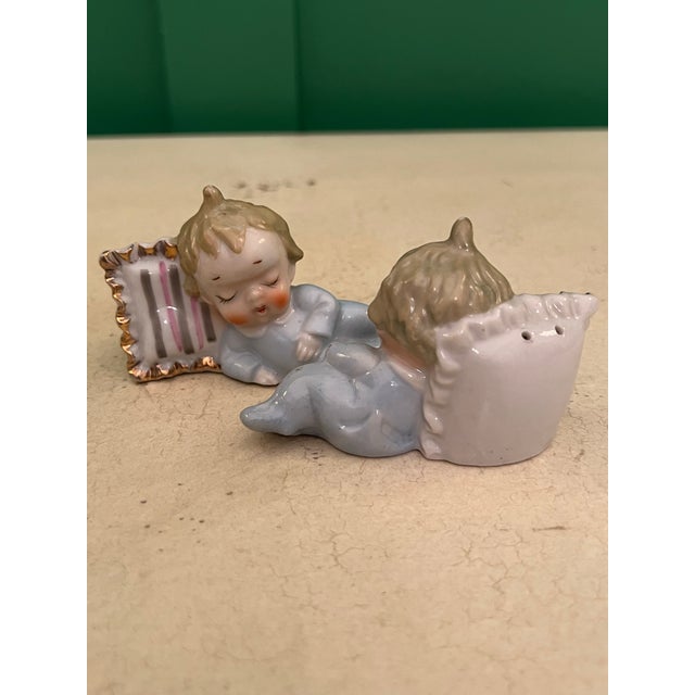 Traditional Antique Sleeping Baby Salt and Pepper Shakers For Sale - Image 3 of 4