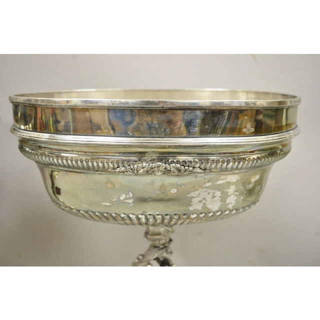 French Rocco Style Silver Plated Cherub Dome Centerpiece Fruit Bowls - a Pair For Sale - Image 11 of 13