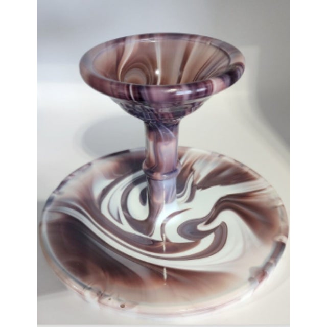 Rare Antique Purple Slag Glass Pedestal Cake Stand For Sale - Image 6 of 7