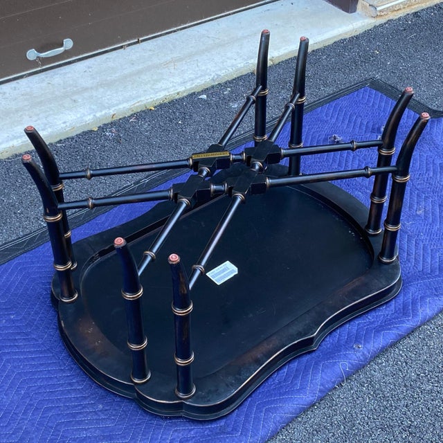 Ethan Allen Mirabelle Black Chinoiserie Faux Bamboo Coffee Table Chairish