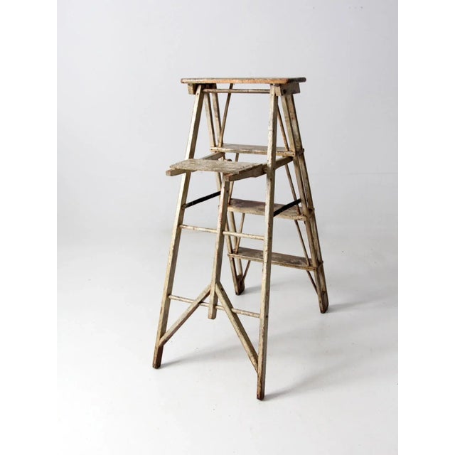 Cream Antique Wooden Ladder For Sale - Image 8 of 13