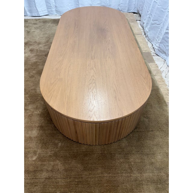 Wood Rh Byron Coffee Table — 76” Natural Oak | Reeded American White Oak | Artisan Crafted For Sale - Image 7 of 18