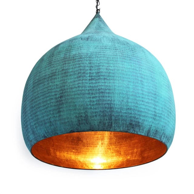 Contemporary Copper Hammered Pod Pendant Light XL For Sale - Image 3 of 7
