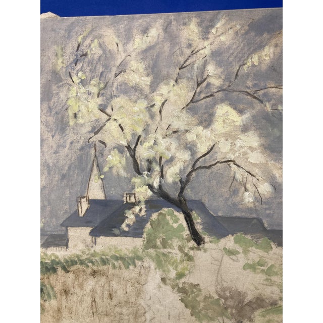 Marthe Orant, Landscape with a Bell Tower, 1890s-1910s, Oil on Canvas For Sale - Image 13 of 14