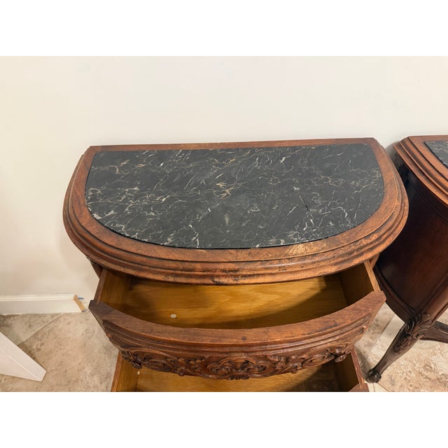 20th Century Two-Drawer Bedside Commode Nightstand With Marble Top, Pair For Sale - Image 15 of 15