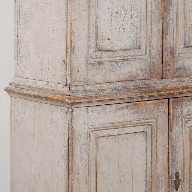 Wood Early 19th Century Swedish Gray Painted Wedding Cabinet For Sale - Image 7 of 11