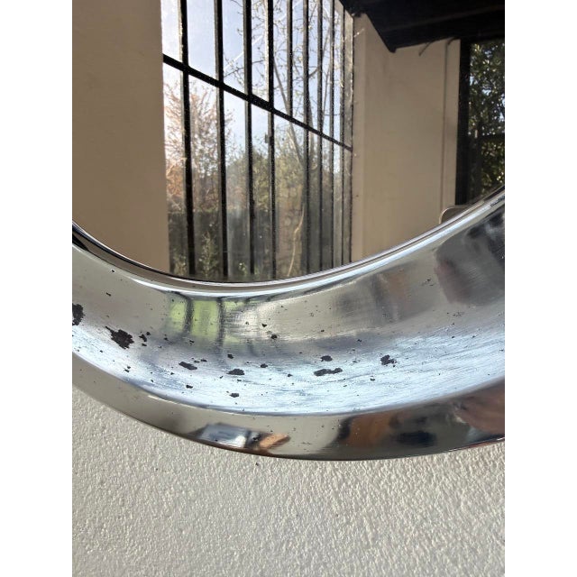 Metal Round Chrome Mirror, Italy, 1960s For Sale - Image 7 of 18