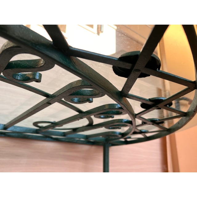 19th Spanish Wrought Iron Demilune Green Console Table For Sale - Image 11 of 12