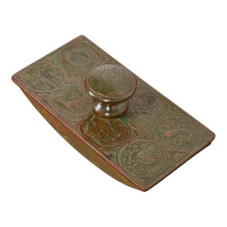 Tiffany Studios New York Zodiac Bronze Rocker Blotter For Sale