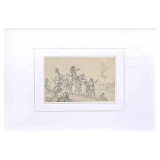 Jacques Gruber, Marching, Drawing in Pencil, Early 20th Century For Sale