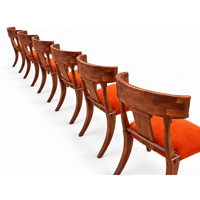 Mid Century Style Solid Walnut Klismos Dining Chairs. Set of 6 For Sale In San Diego - Image 6 of 6