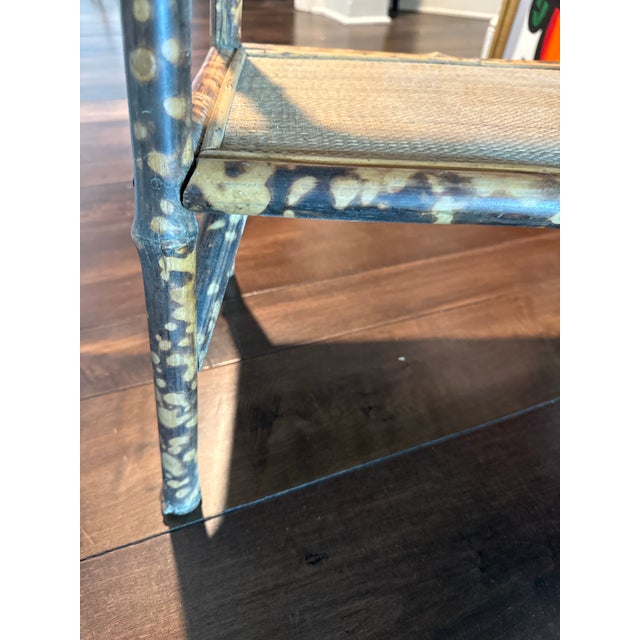 Antique French Tortoise Wood and Grasscloth Occasional Table For Sale - Image 4 of 7
