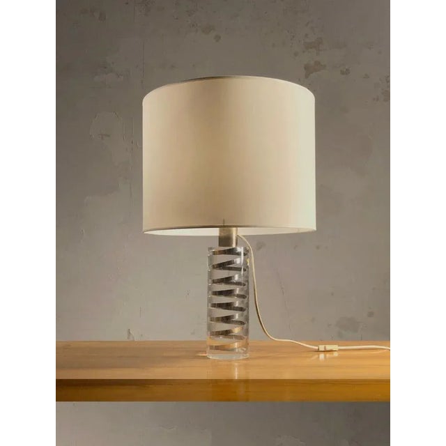 Postmodern Acrylic Glass Table Lamp attributed to Pierre Giraudon, France, 1970s For Sale - Image 11 of 11