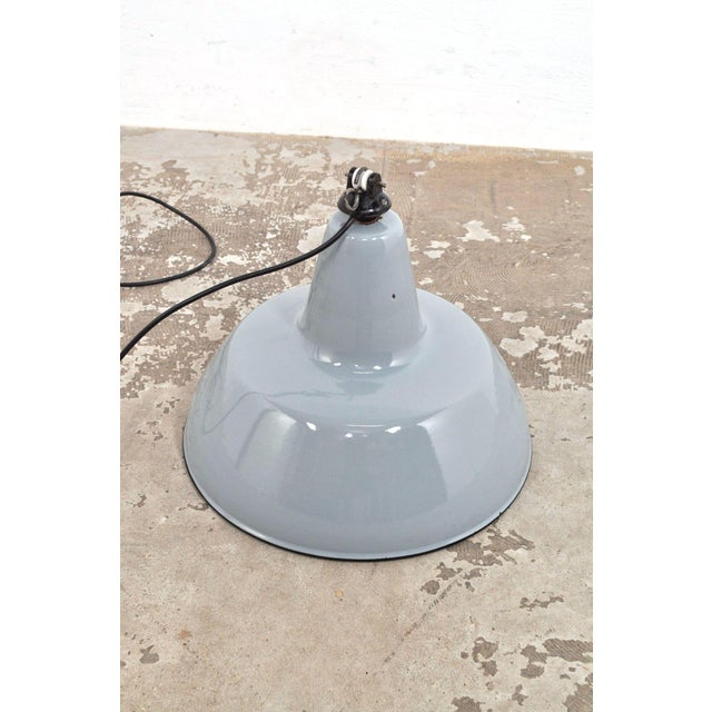 Metal Vintage Enamel Pendant Lamp, 1950s For Sale - Image 7 of 9