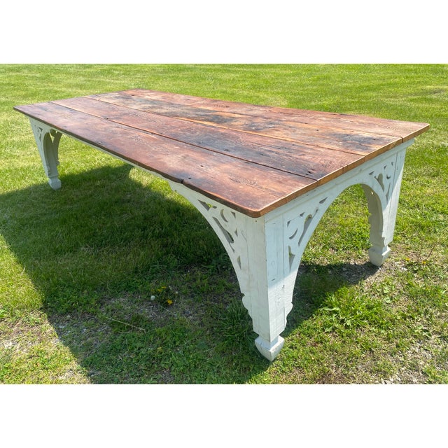 Vintage Large French Country Farmhouse Style Rustic Dining Table For Sale In Philadelphia - Image 6 of 12