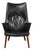 1960s Hans J. Wegner Black Leather Mama Bear Chair For Sale