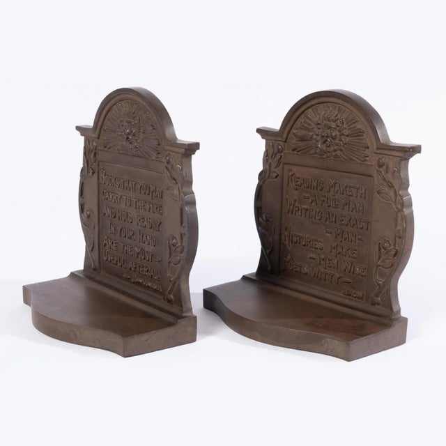 American Early 20th Century Literary Quote Bookends - a Pair For Sale - Image 3 of 8