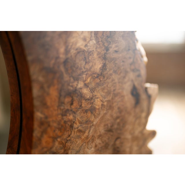 Alabama Sawyer Natural Edge Walnut Burl Organic Shape Wall Hanging Mirror by Alabama Sawyer For Sale - Image 4 of 8