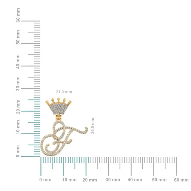 This 10K Yellow Gold Round Diamond Crown F Letter Initial Pendant 1/4 Cttw is a refined diamond necklace crafted in...