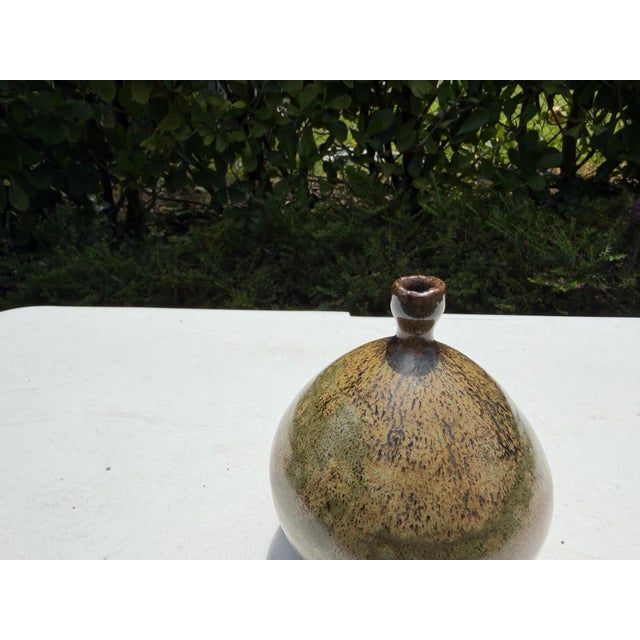 Ceramic Vintage 5” Organic Studio Pottery Bottle Vase With Earth-Tone Glaze For Sale - Image 7 of 9