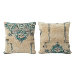 Anatolian Oushak Rug Pillow Cover 20'' X 20'' - Set of Two For Sale