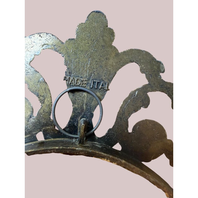Mid 20th Century Mid-Century Italian Ornate Cast Metal Oval Wall Plaque – Baroque Floral Still Life For Sale - Image 5 of 6