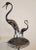 Mid 20th Century 1940s French Mid-Century Japanesque Bronze Crane Bird Sculptures on Wrought Iron Pedestal - Zen Garden Statue For Sale - Image 5 of 11