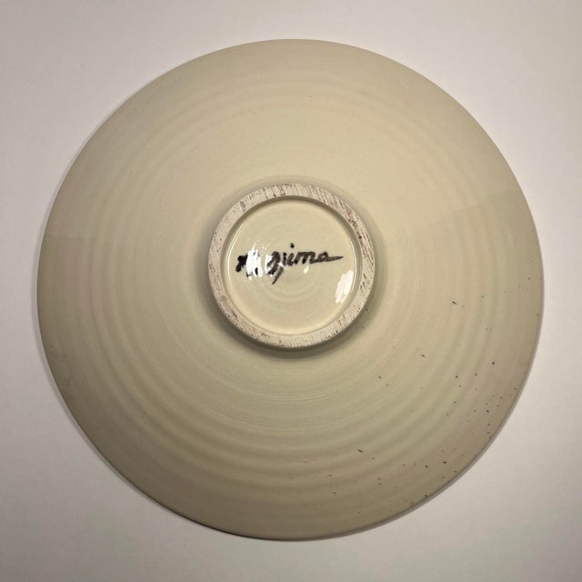 Rare Masuo Ojima Japanese-American Artist Vintage Ceramic Studio Pottery Plate 11”d For Sale - Image 4 of 7