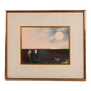 Framed J. Akston "Together They Roamed the Endless Spaces I" Enamel on Board For Sale