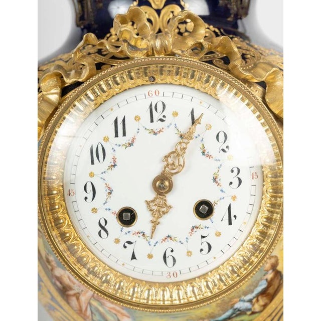 Sèvres Porcelain Mantel Set in Gilded Bronze, 1800s, Set of 3 For Sale - Image 6 of 16