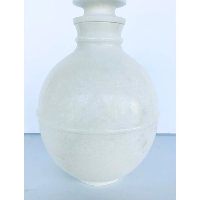 Stylish Global Views Modern White Marble Orb Bottle, showroom floor sample