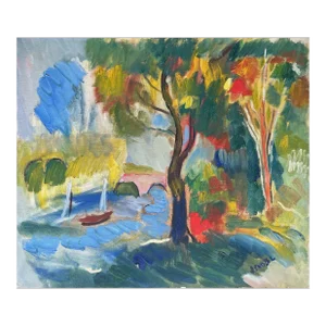 1967 Jacques Endzel by the Marne River Oil on Board