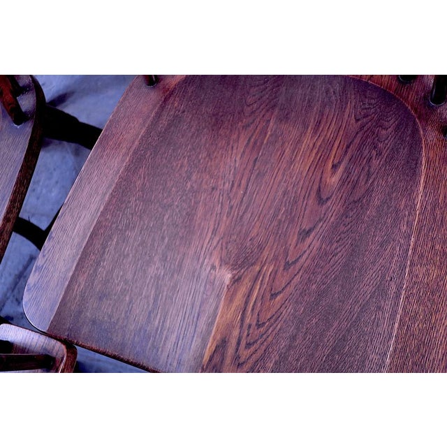 Mid-Century Modern Oak Lyre-Back Windsor Chairs, Set of 6 For Sale - Image 4 of 17