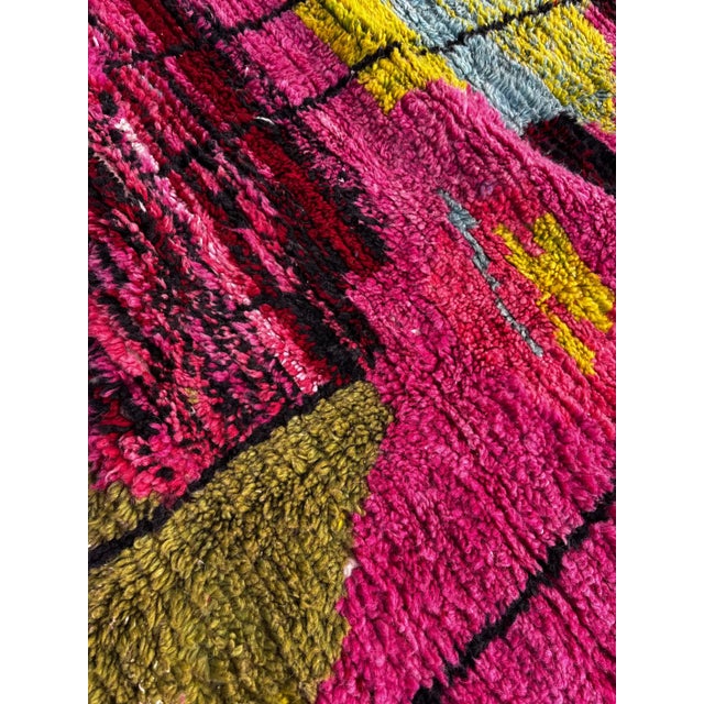 Art Deco Colorful Moroccan Berber Wool Rug For Sale - Image 3 of 8