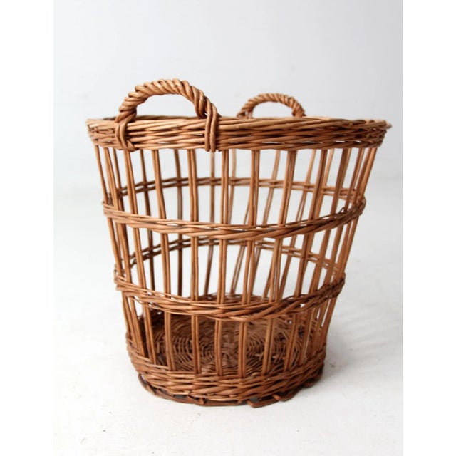 Brown Vintage Wicker Basket For Sale - Image 8 of 11