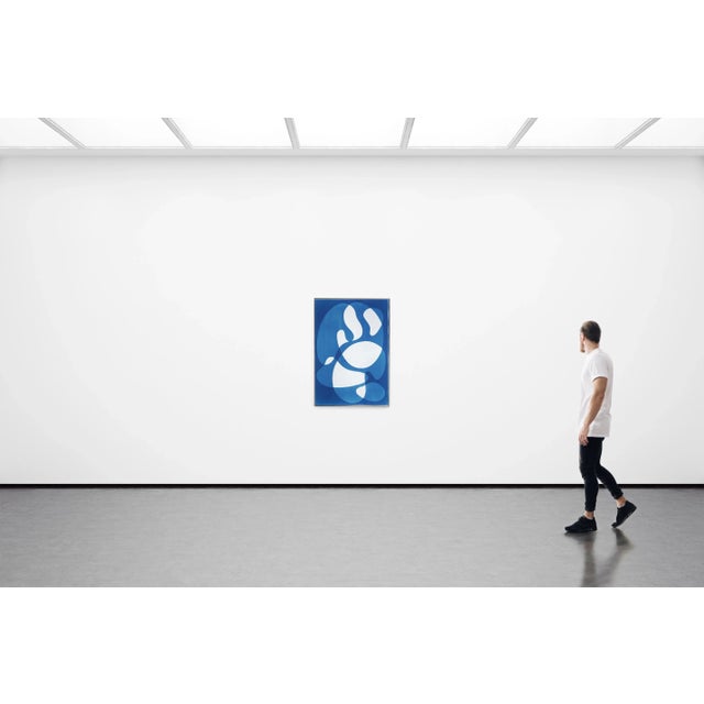 2025, Mid Century Modern Shapes, Unique Handmade Cyanotype Print on Watercolor Paper by Kind of Cyan For Sale In Miami - Image 6 of 8