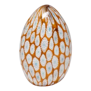 Vintage Italian Modernist Murano Millefiori Mosaic Glass Egg Paperweight Sculpture