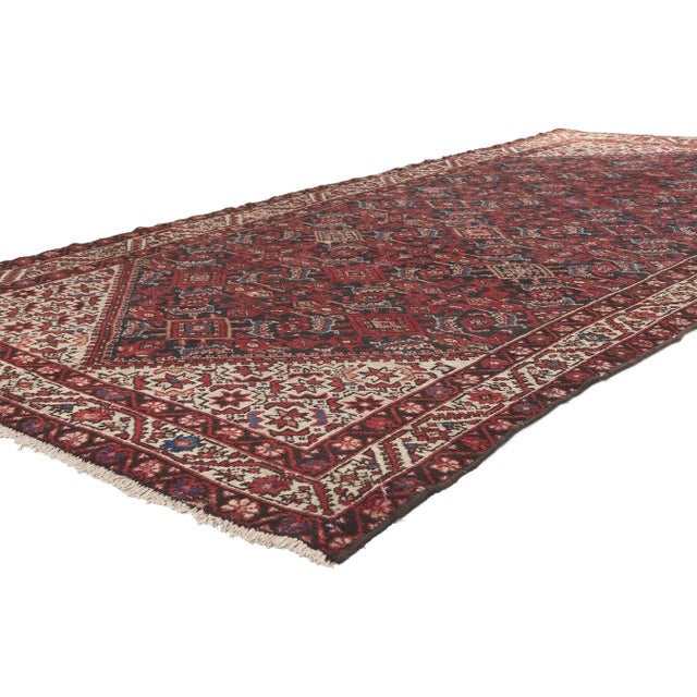 74943 Vintage Persian Hamadan Rug, 05'00 x 09'10. Decidedly dapper meets laid-back luxury in this vintage Persian Hamadan...