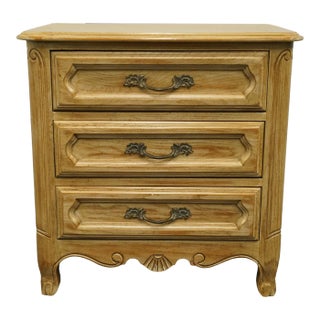 Davis Cabinet Co. Solid Pickled Wood Country French Provincial 25" Three Drawer Nightstand For Sale