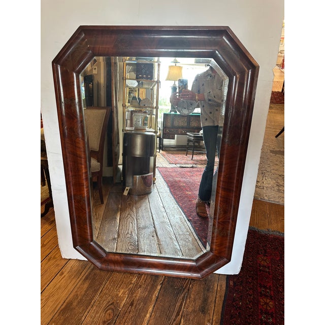 19th Century Large Crotch Mahogany Octagonal Empire Mirror For Sale - Image 12 of 12