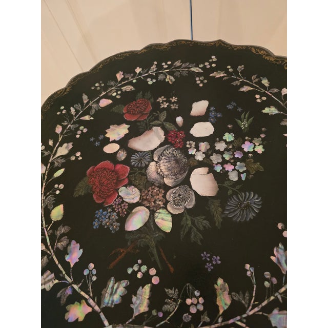 1960s Mid Century Era Exotic Shell Flip Top Table For Sale - Image 5 of 11