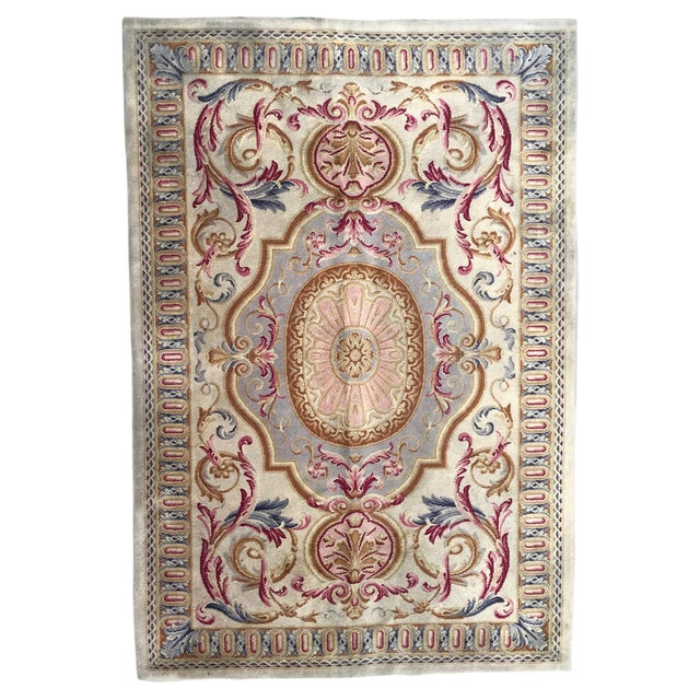Mid-Century Aubusson Savonnerie Rug, 1930s For Sale